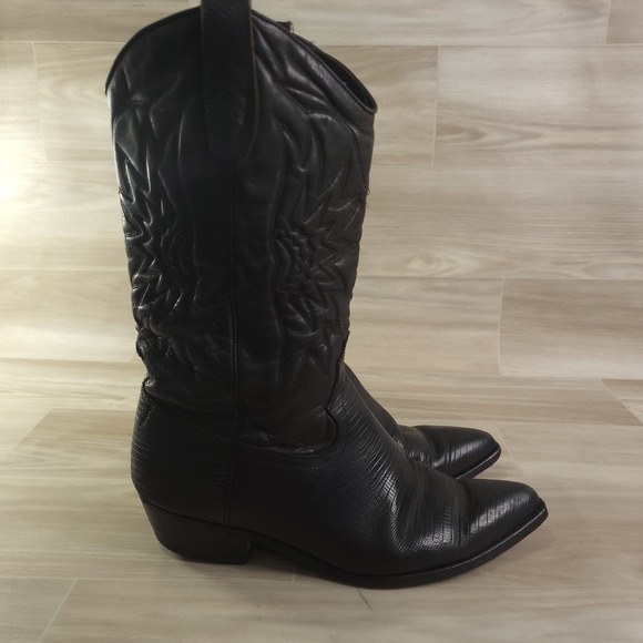 Vintage Bort Carleton Boots Mens 9.5 Black Leather Western Cowboy 7802 Classic